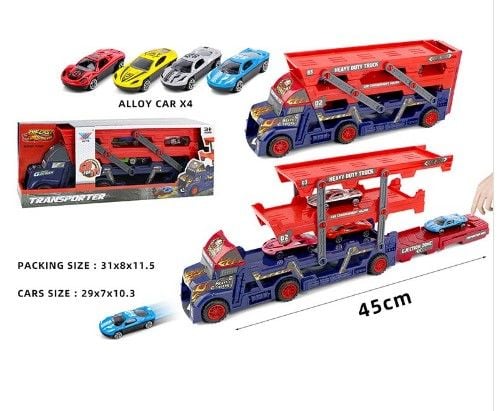 Трейлер із машинками арт. K140A11 (60шт/2) 4 машинки в наборі, короб. 31*8*11,5см