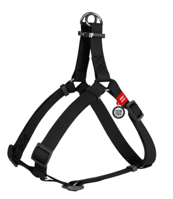 Шлея для собак водостійка WAUDOG Waterproof, с QR паспортом ,металічна пряжка-фастекс, Ш 20 мм мм, Дов 50-80 см чорний