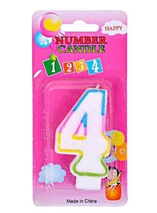Свічка-цифра кольорова 10-113 з блисківками "4"
