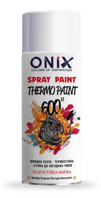 ONIX  Фарба жаростійка 600' білий глянц.GLOSS WHITE/RAL 9010 400 мл