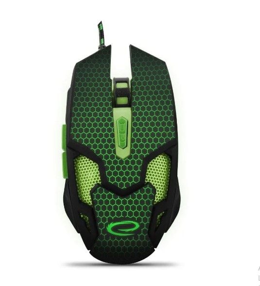 Миша Esperanza Cobra EGM207G дротова USB геймерська, зелено-чорна, кабель текстиль