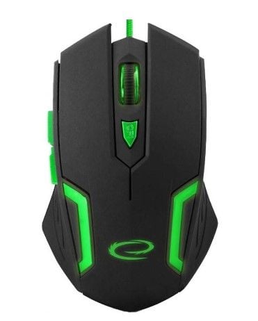 Миша Esperanza Fighter EGM205G дротова USB геймерська, зелено-чорна, кабель текстиль
