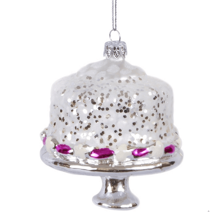 Скляна ялинкова прикраса тортик 10см