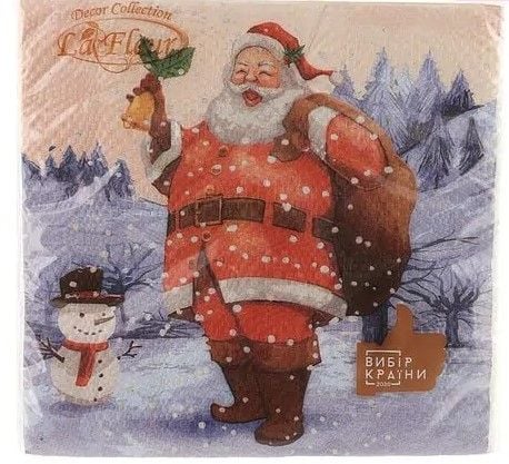Серветка ТМ "La Fleur" 33*33 2 шари 16 шт, "Новорічна вишиванка"