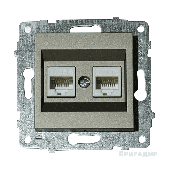 Механізм розетки комп'ютерної двійної (CAT6) Granoсрібло/12/60
