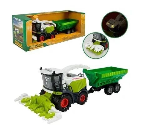 Комбайн із причепом батар. арт.AP9924 (36шт/2),світло,звук,у короб.40*13*14,5см