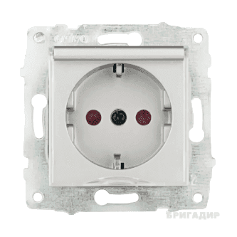 600-000310-243 Механізм розетки з заз. з кришкою та шторкамиGrano срібло/12/120