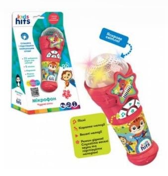 Мікрофон муз. Kids Hits арт. KH16/004 (24шт) батар, пісні, мелодії,р-р 6,7*17*6,7см, короб.14*25,5*8,3см