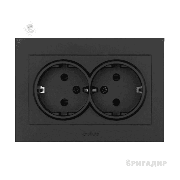 Розетка 2-а. з зазем.Grano чорний металік/12/72