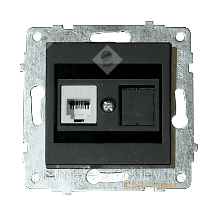 Механізм розетки комп'ютерної (CAT6) Grano чорн.металік/12/60