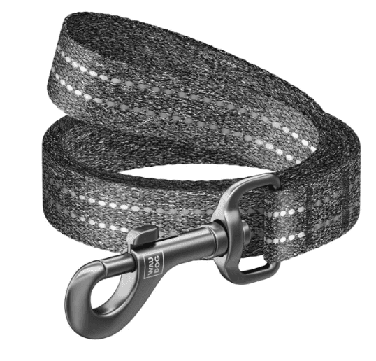 401711 Повідець для собак з відновленої бавовни WAUDOG RE-cotton світловідбиваючий ,L-XXL,Ш-25мм,Д-500см,сірий