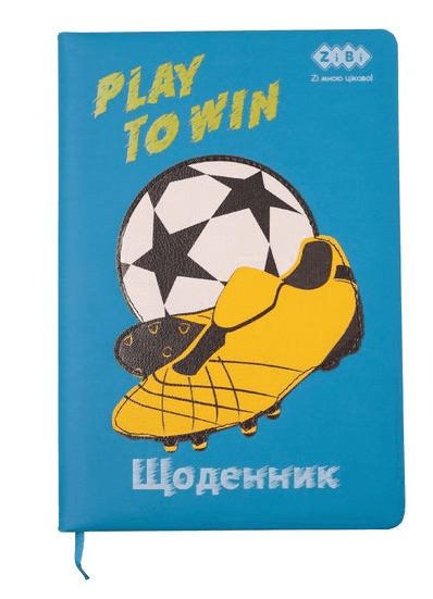 Щоденник шкільний FOOTBALL, В5, 48 арк., тверд. обл., шт.шкіра/поролон, синій