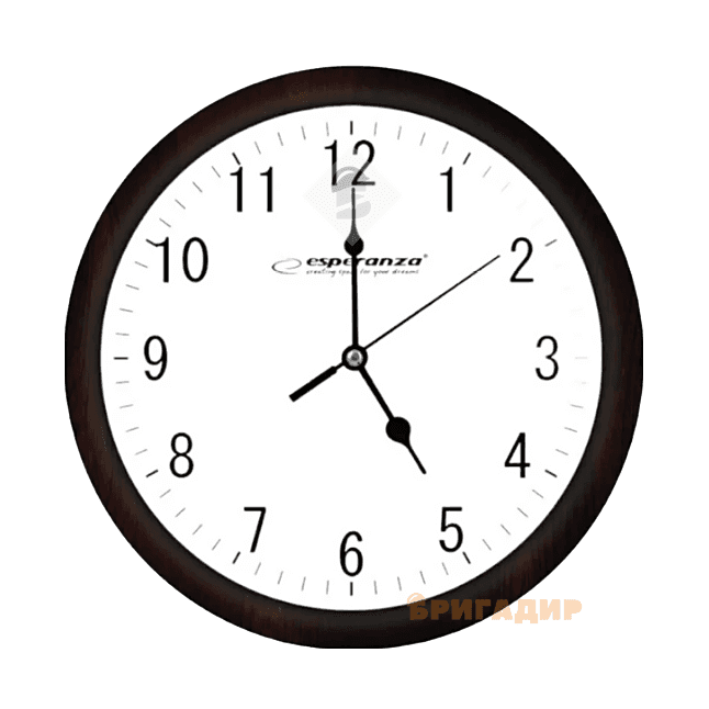 Годинник настінний Esperanza Los Angeles коло,30*4см, білий рама коричнева, тихий хід EHC015W