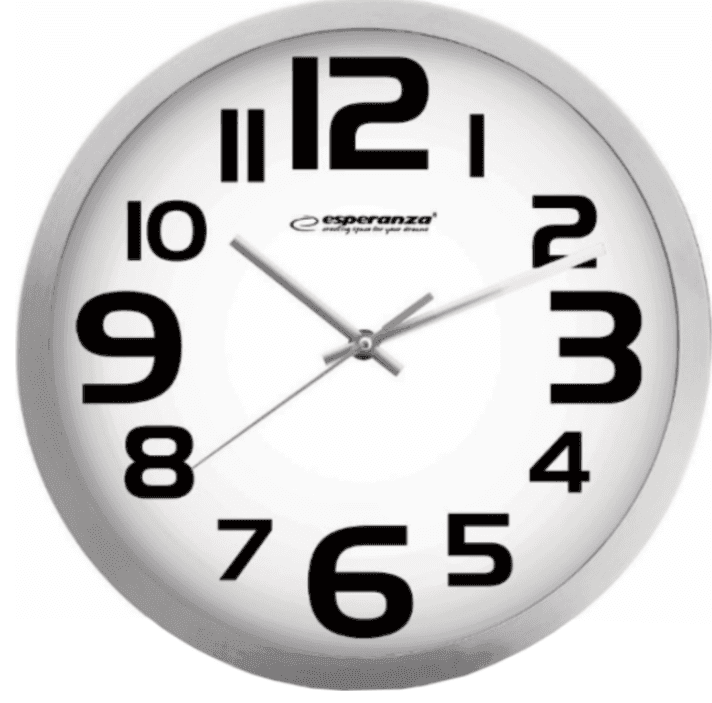 Годинник настінний Esperanza Zurich, коло, 25*4см, білий, рама та стрілки люміній, тихий хід, EHC013W