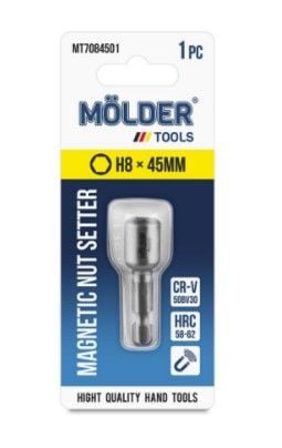 Біта магнітна для покрівельних саморізів MOLDER, H8x45мм,1шт в блістері