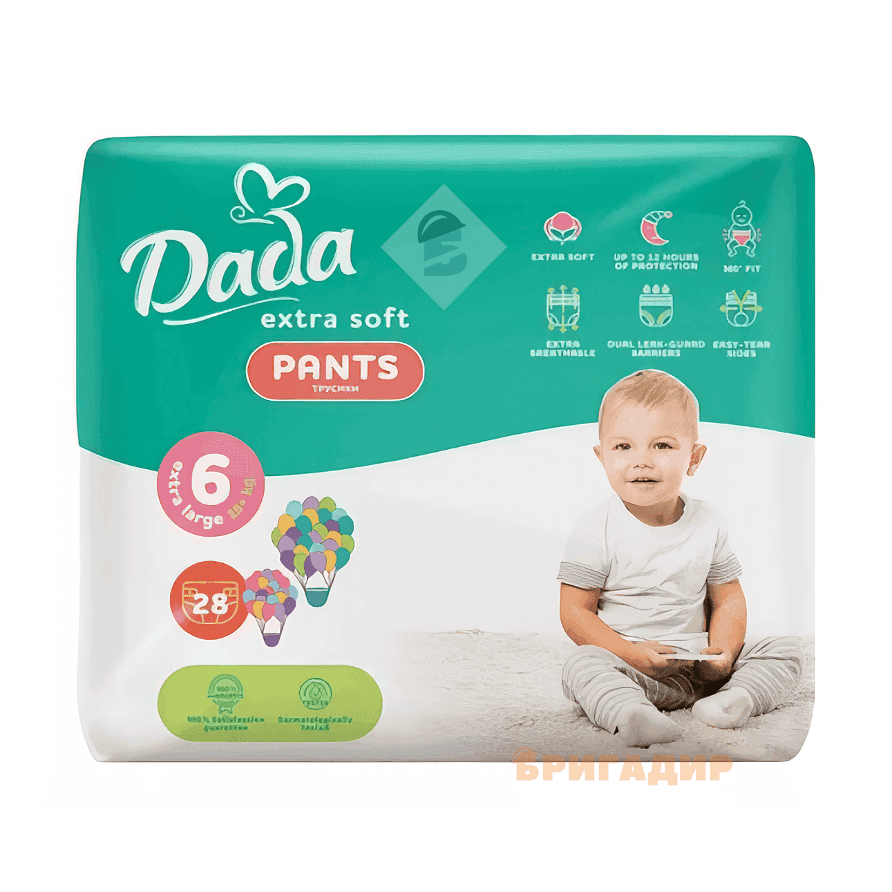 ПІДГУЗНИКИ-ТРУСИКИ  DADA EXSTRA SOFT 7 XXL (18 кг) 24 шт