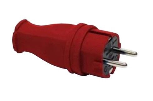 Вилка  пряма з заземленням штепсильна каучук червона 16А NEOMAX NX2200