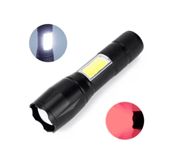 Ручний фонарик C609-T6(Red)+COB(White),Li-lon аккум., ЗУ microUSB.,zoom (10138)