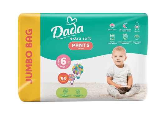 ПІДГУЗНИКИ-ТРУСИКИ DADA EXTRA SOFT 6 XL (15+ КГ) 56 шт