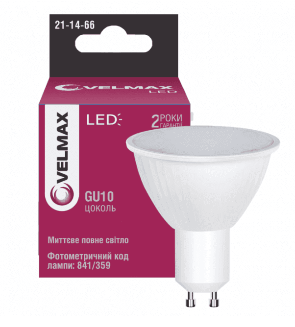 LED лампа VELMAX V-MR16-GU10-641,6W 4100K 230V  21-14-66-2