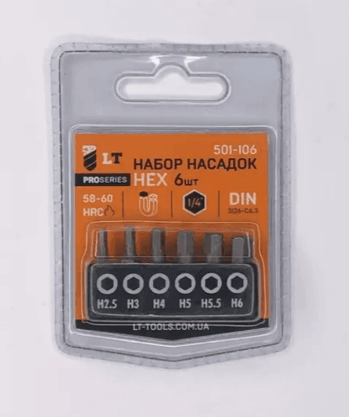 Набір біт LT/Maxidrill 501-106 HEX 25мм 6шт