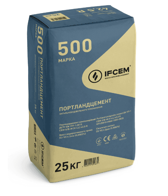 Цемент IFCEM CEM CEM II/B-M (V-LL) 42,5 R(ПЦ ІІ/Б-К-500Р-Н 25 кг)