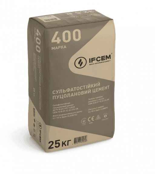 Цемент IFCEM ПЦ IV/Б-П-С 400 25 кг (CEM IV/B (P-V) 32,5 R-SR)