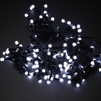 Гирлянда чёрный шнур круглые лампы,300 LED, белая Z-55 W