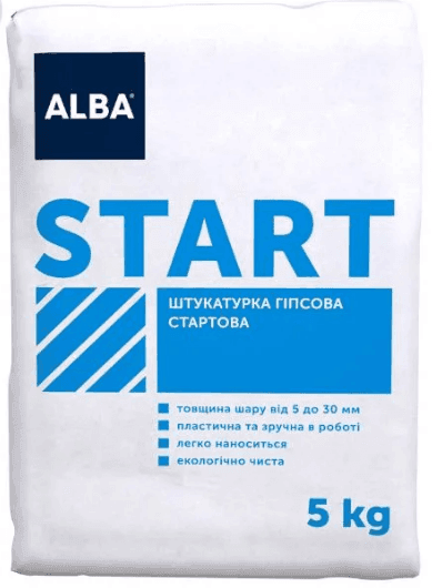 Штукатурка гіпсова стартова ''START'' 5 кг АЛЬБА