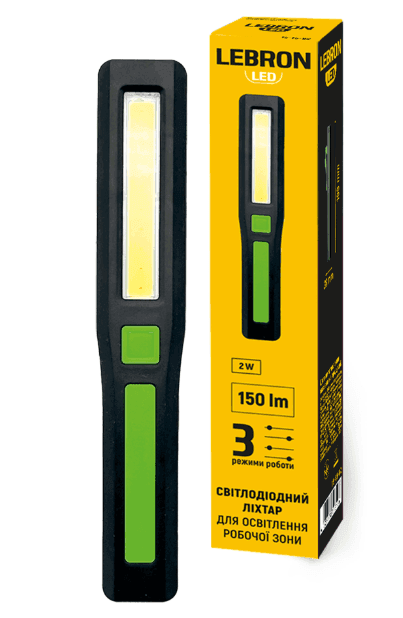 LED ліхтар для робочих зон LEBRON L-HL-11171, ABS, 2W, 10000K, під батарейки 3хААА 15-15-92