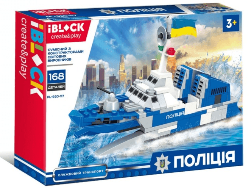 Конструктор IBLOCK PL-920-117 (60шт/2) ПОЛІЦІЯ, 168дет.,інстр. на укр. мові, у зібран.кор 30*20*4,5 см