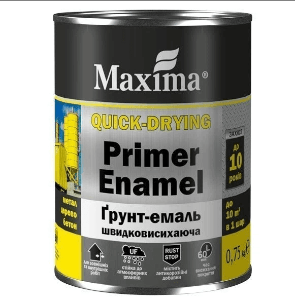 Грунт-емаль швидковисихаюча, графіт ТМ "Maxima" - 0.75 кг