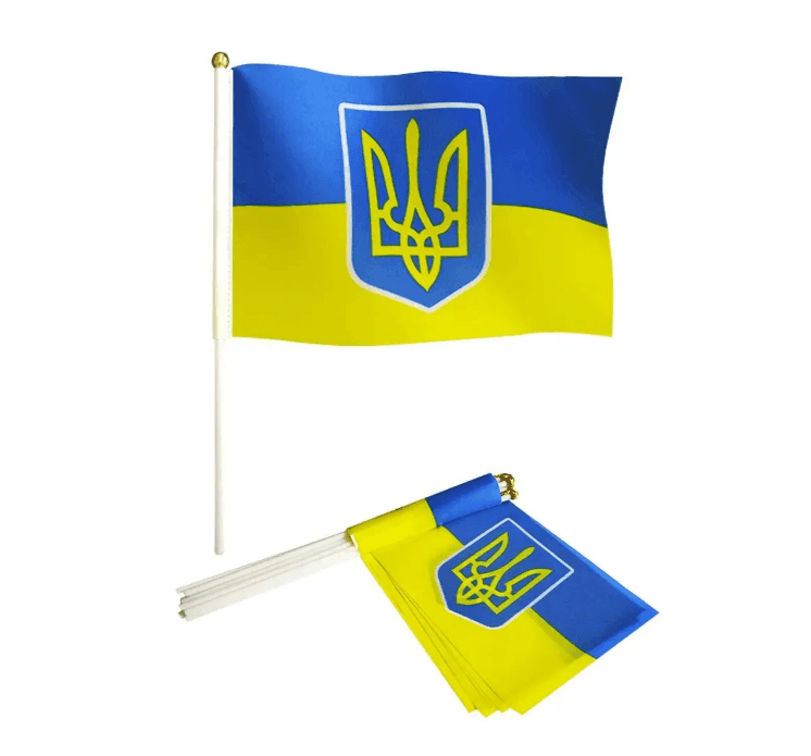 Прапор України з флагштоком 14*21 см 2-33