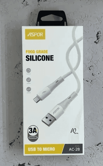 008137 Кабель Aspor AC-28 Micro Silicone 1м білий
