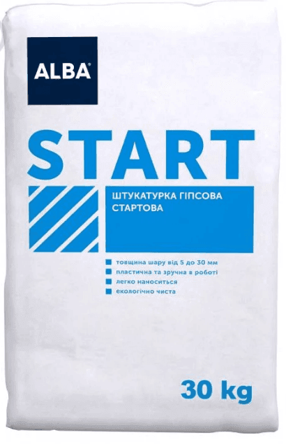 Штукатурка гіпсова стартова ''START'' 30кг АЛЬБА
