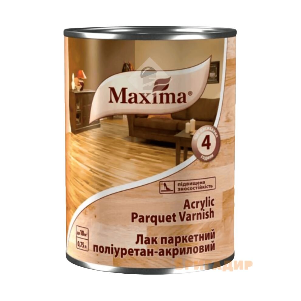 Лак паркетний поліуретан-акриловий Acrylic parquet varnish Maxima шовковисто-матовий 0,75л