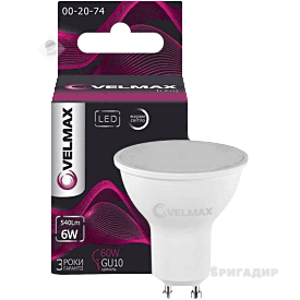 LED лампа VELMAX V-MR16 6W 220V GU10 4100K 540Lm 211474