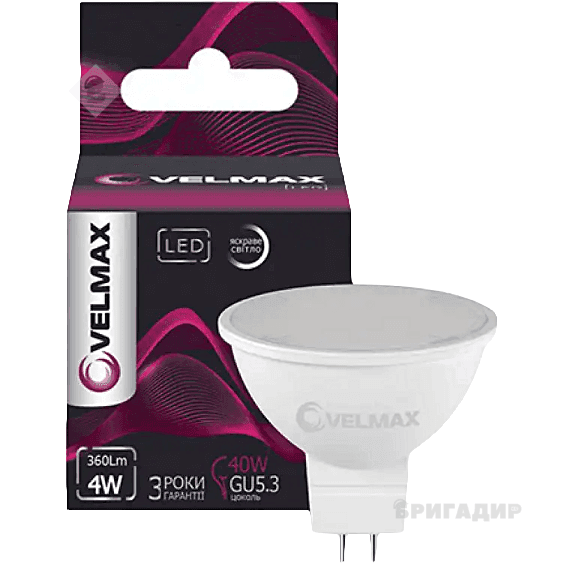 LED лампа VELMAX V-MR16. 4W. 220V. GU5.3 4100K. 360Lm 211422