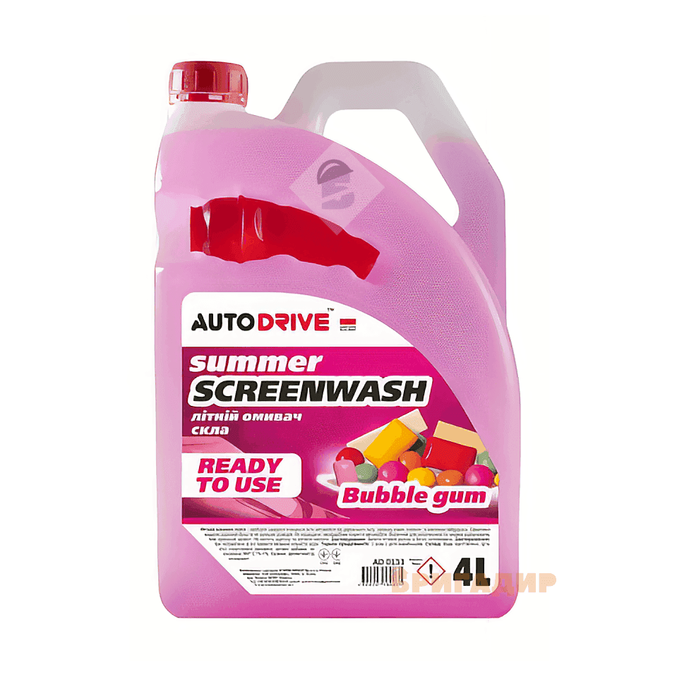 ОМИВАЧ СКЛА ЛІТНІЙ AUTO DRIVE SUMMER SCREEN WASH BUBBLE GUM HDPET 4л AD0133