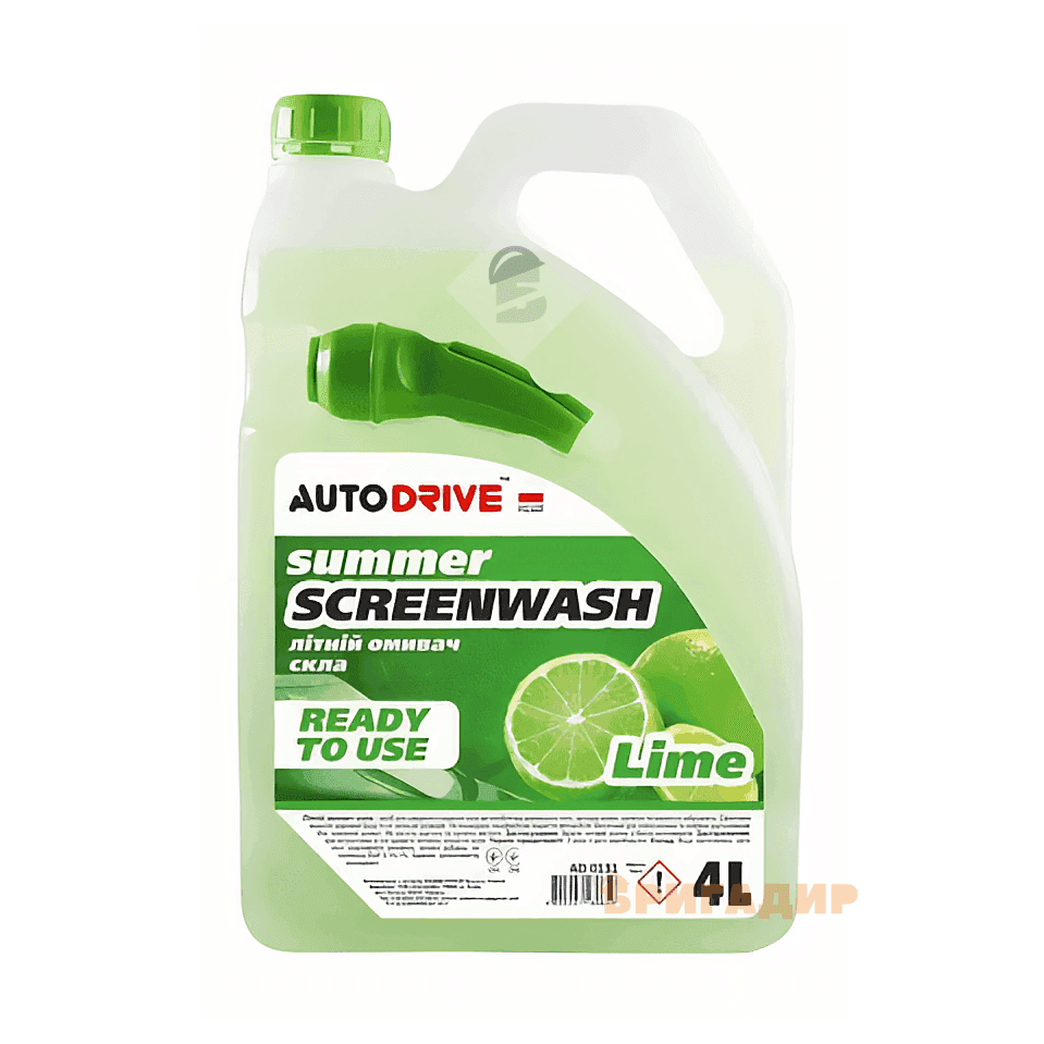 ОМИВАЧ СКЛА ЛІТНІЙ AUTO DRIVE SUMMER SCREEN WASH LIME HDPE 4л AD0131