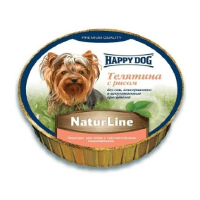 HappyDog 85g Schale NaturLine KalbReis консерв.корм у вигляді паштету для собак з телятиною і рисом