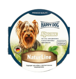 HappyDog 85g Schale NaturLine Kaninchen консервований корм у вигляді паштету для собак з кроликом