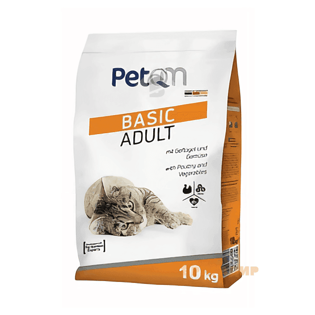 PetQm Cat Basic Adult 10kg Poultry & Vegetables  сухий корм для дорослих котів з птицею та овочами