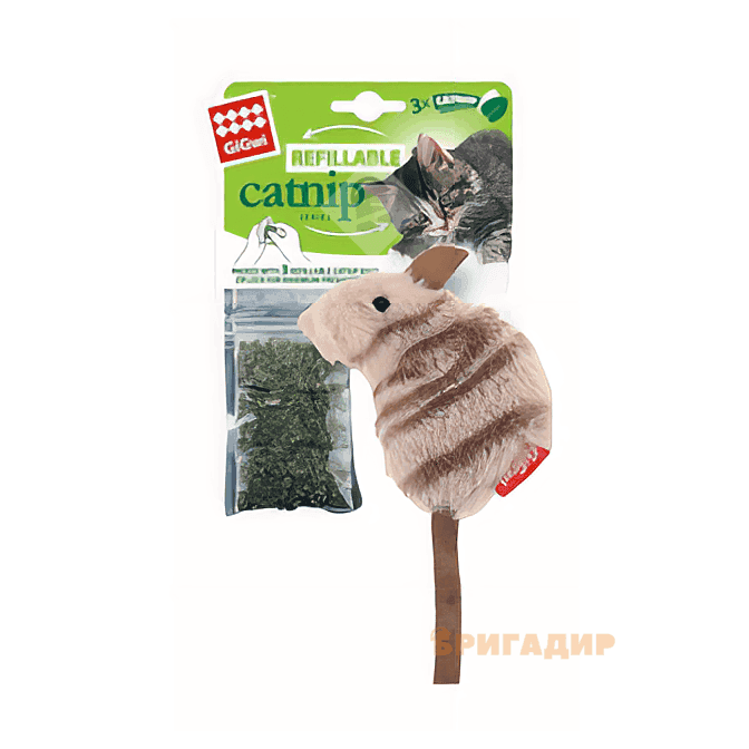 75018 Іграшка для котів Мишка з котячої м'ятою GiGwi Catnip, штучне хутро, котяча м'ята, 10 см