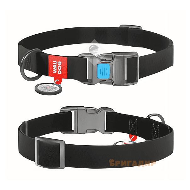27721 Нашийник WAUDOG Waterproof, водостійкий, пластик. пряжка (шир.25 мм, довжина 31-49 см) чорний
