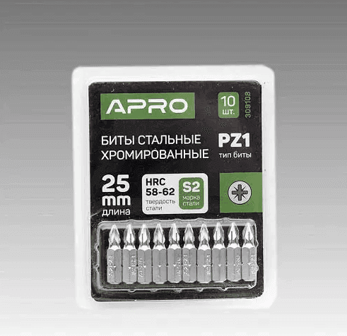 Біта APRO РZ1*25мм ударна, пач 10шт (арт.309009) 309009