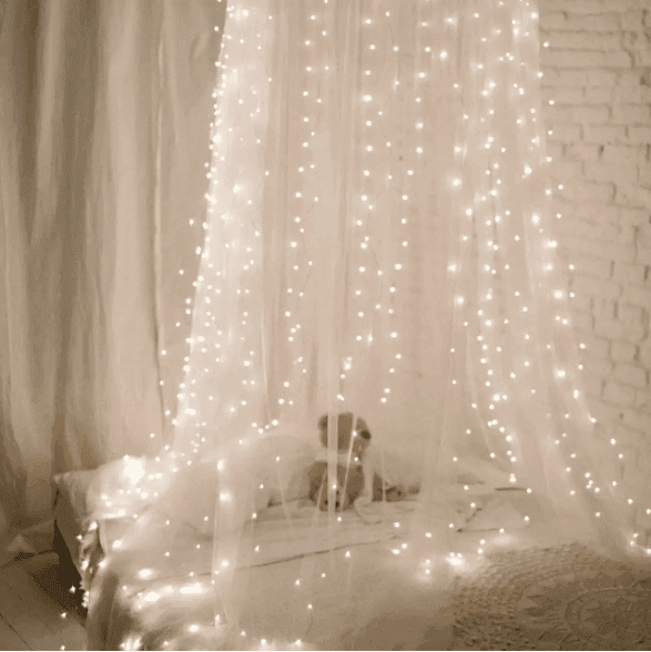 Гирлянда Штора Шары с шариками, теплый белый RD-071