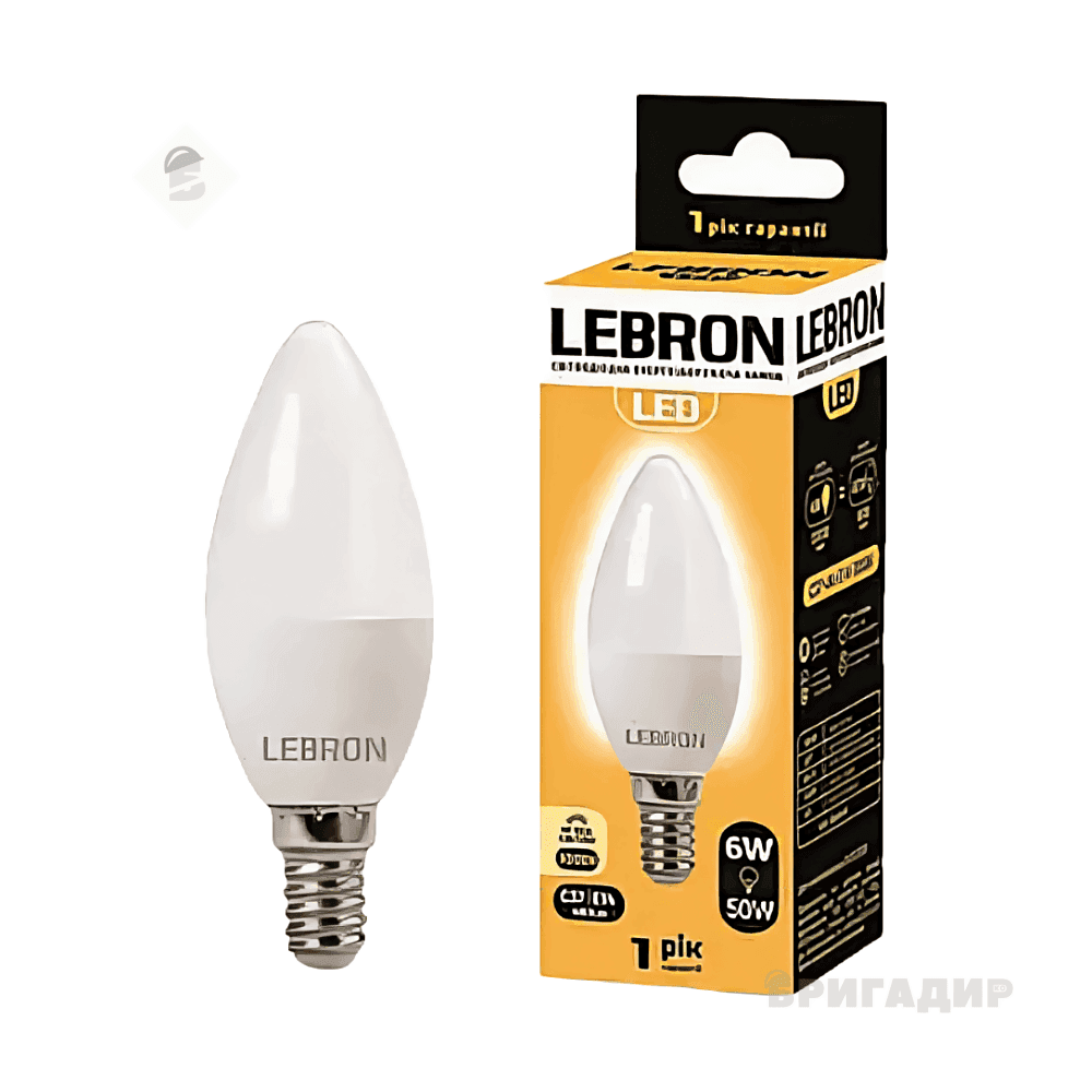 LED лампа LEBRON L-С37, 6W, 220V, Е14, 4100K, 480Lm 11-13-20