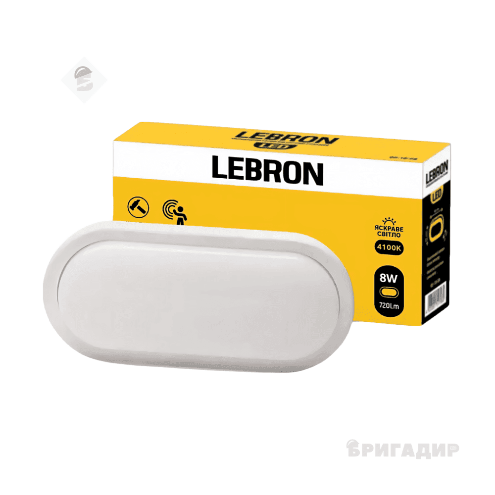 LED світильник LEBRON L-WLO, 8W, овал, 4100K, 720Lm, ІР65 15-35-01