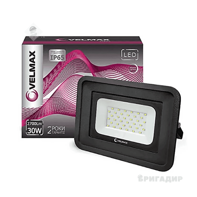 LED прожектор VELMAX V-FL, 30W, 6200K, 2700Lm, 230V 26-11-30